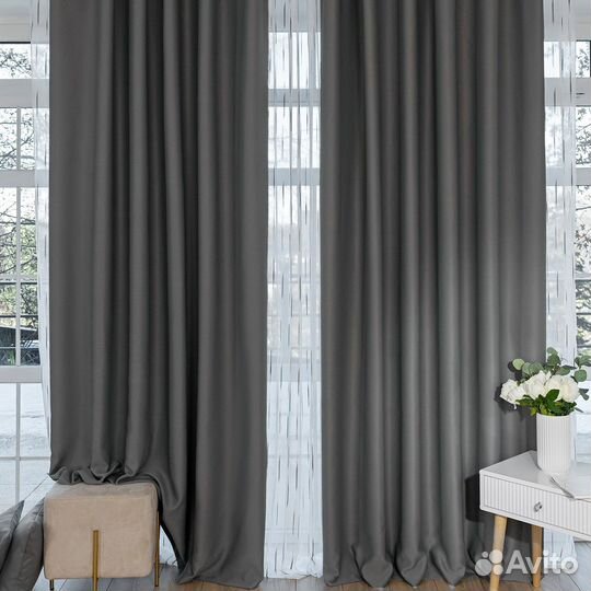 Шторы блэкаут амадео туманный новые пошив