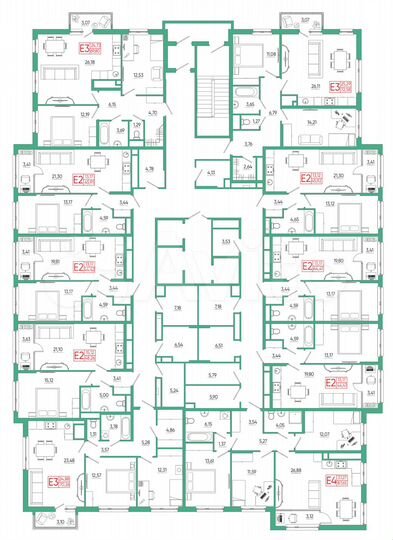 2-к. квартира, 69,8 м², 5/25 эт.