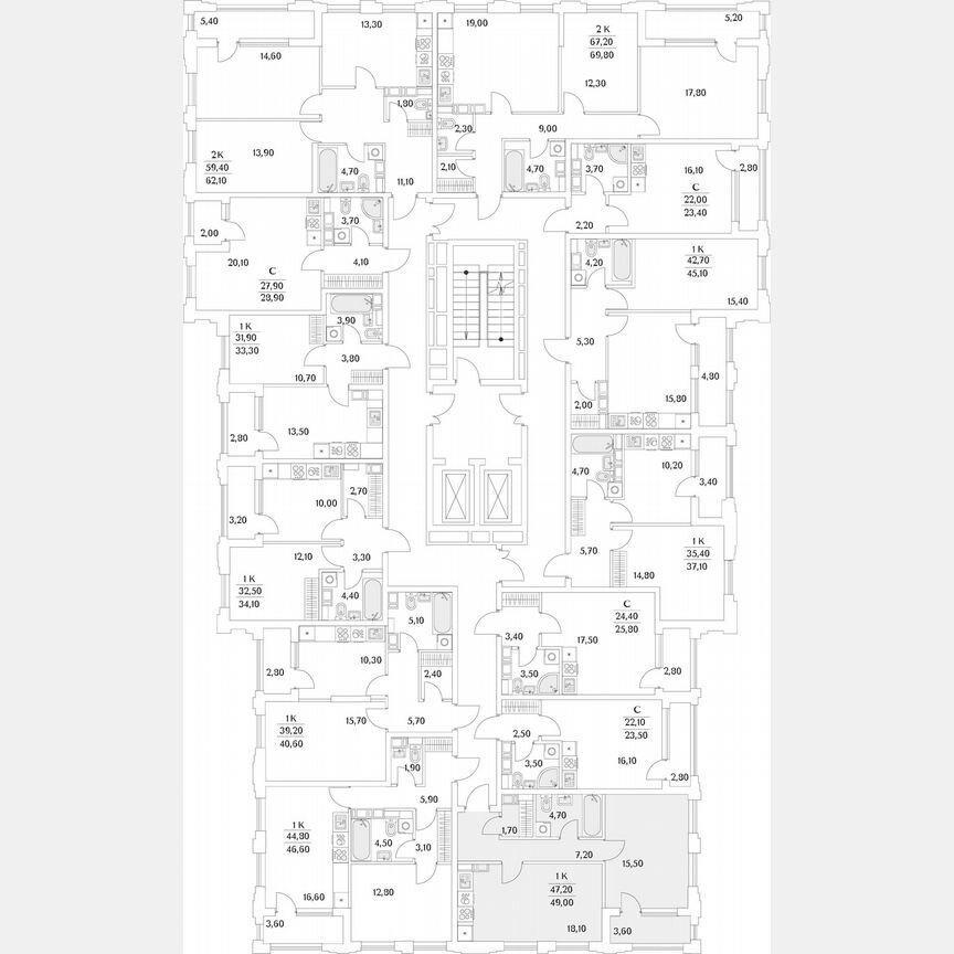 1-к. квартира, 49,1 м², 3/13 эт.