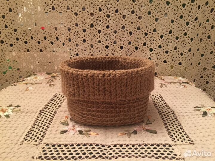 Корзинка из джута вязаная корзина
