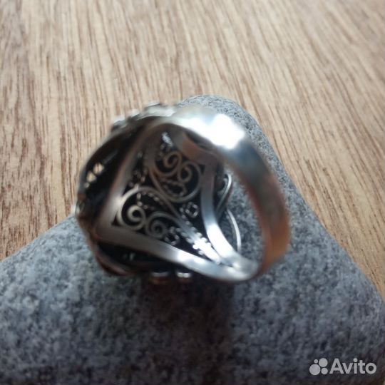 Кольцо, чароит, малахит, хризопраз янтарь, аметрин