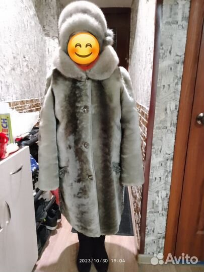 Шуба мутоновая+норка