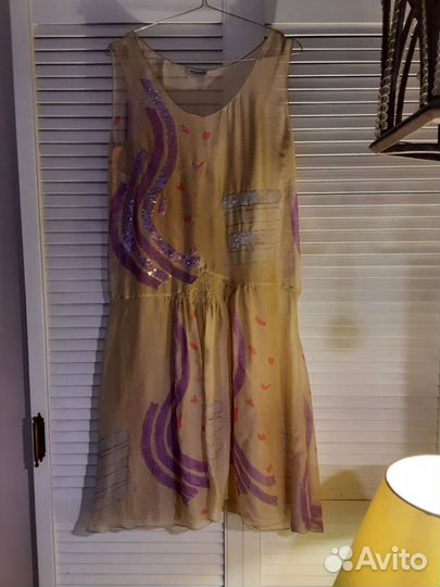 Шелковое платье с пайетками 44-46