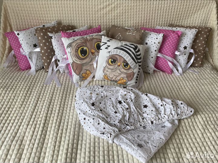 Бортики в детскую кроватку с комплектом белья