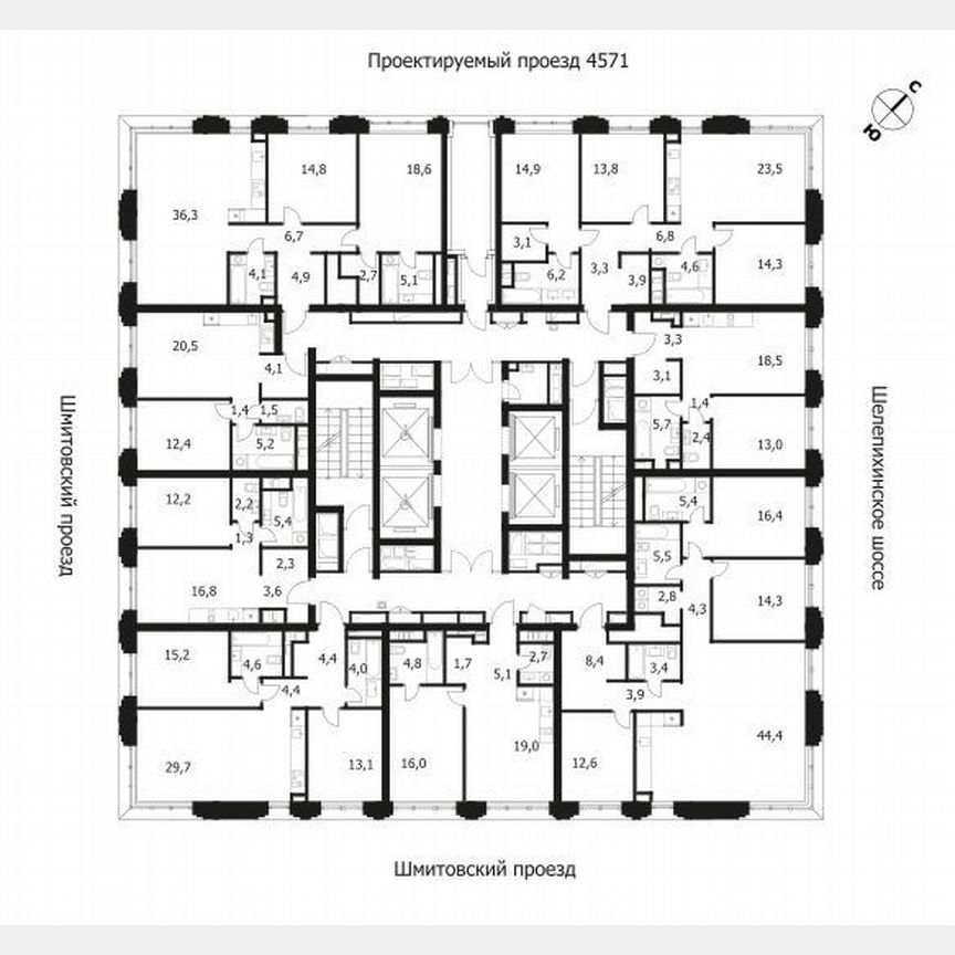 3-к. квартира, 93,9 м², 34/36 эт.