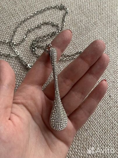 Кулон на цепочке 40см с прозрачными кристаллами