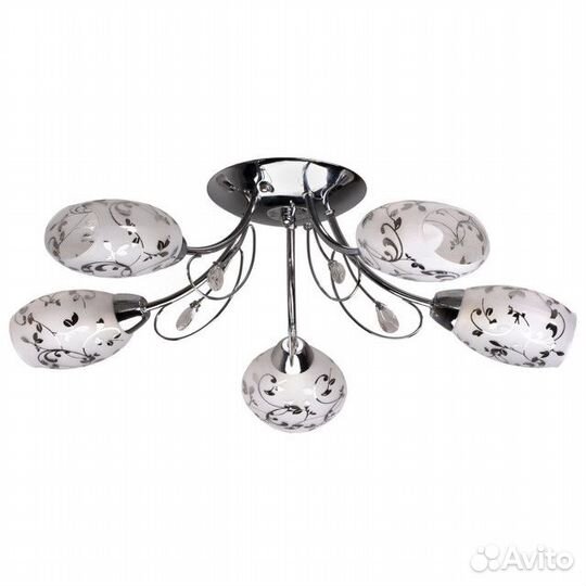 Люстра caiman Nora 5x60Вт E14 стекло,металл хром