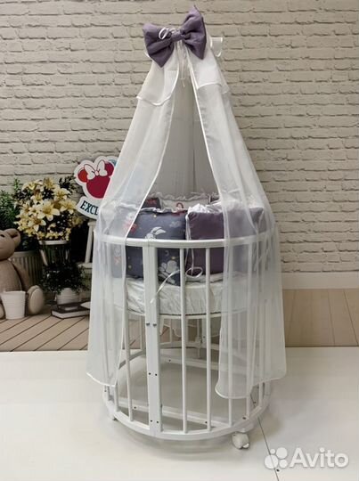 Кровать трансформер (овал +круг) белая