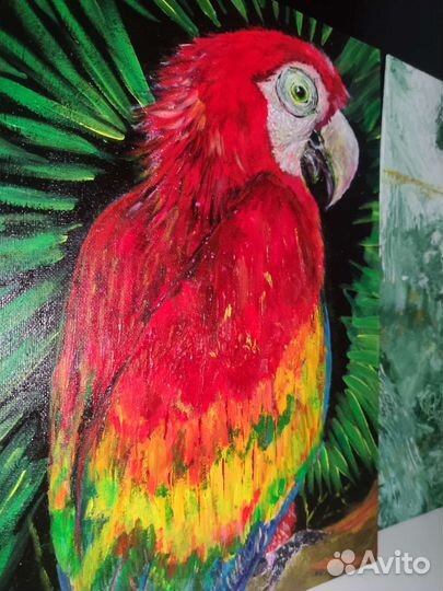 Картина светящаяся попугай glow