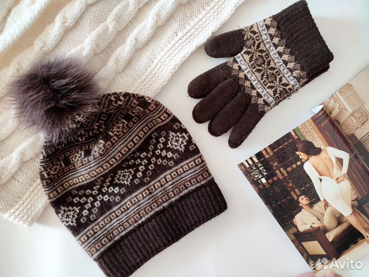 Шапка зимняя женская вязанная с помпоном