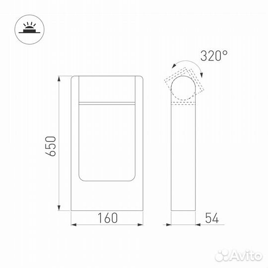 Уличный светодиодный светильник Arlight LGD-Path-Frame-Rotary-H650G-6W Warm3000 029436(1)