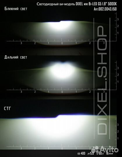 Bi-Led линзы Dixel mini H18 1.8 дюйма 5000k (2шт.)
