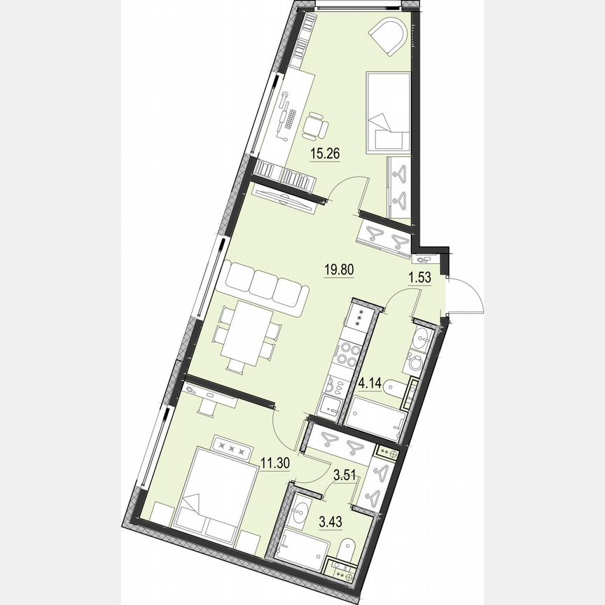 2-к. квартира, 59 м², 10/16 эт.