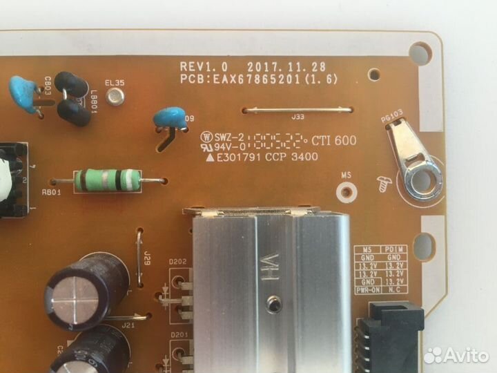 Плата блок питания EAX67865201(1.6) LG 55UK6450PLC