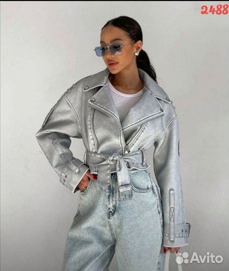 Винтажная кожаная косуха в стиле zara, 42,44,46,48