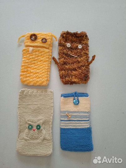Вязаные чехлы на телефон и очки