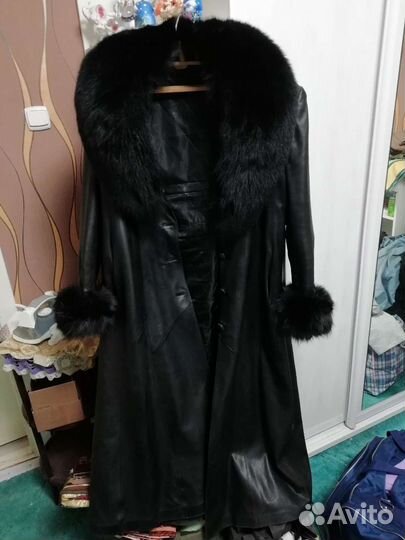 Кожаный плащ женский длинный СССР