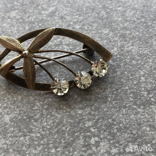 Серебряная брошь Уральские самоцветы 875пр