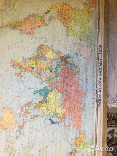 Настенная политическая карта мира СССР