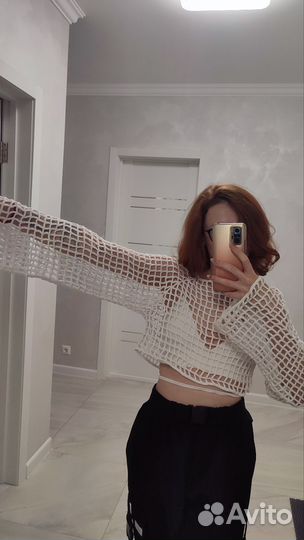 Вязанный топ-сетка