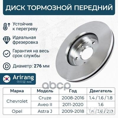 Диск тормозной chevrolet cruze/aveo 09- перед