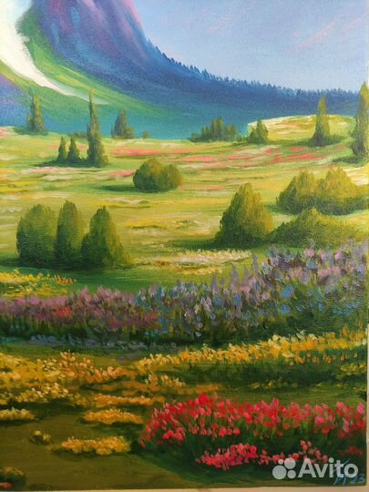 Картина маслом на холсте природа горы