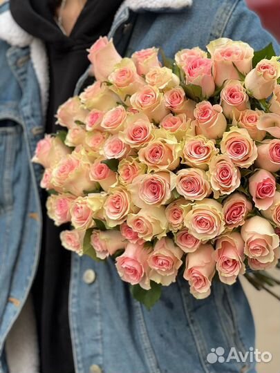Розовые розы, букет из роз