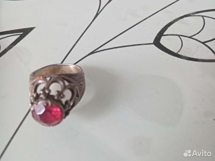 Кольцо серебро старинное 875 проба