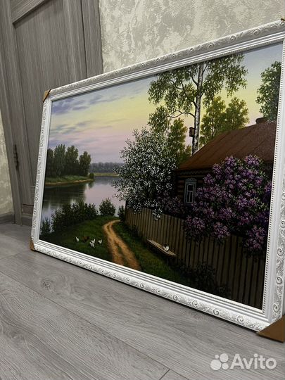 Картина маслом на холсте пейзаж цветы лето сад