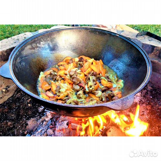 Казан Чугунный, узбекск С Алюминиевой Крышкой 12л