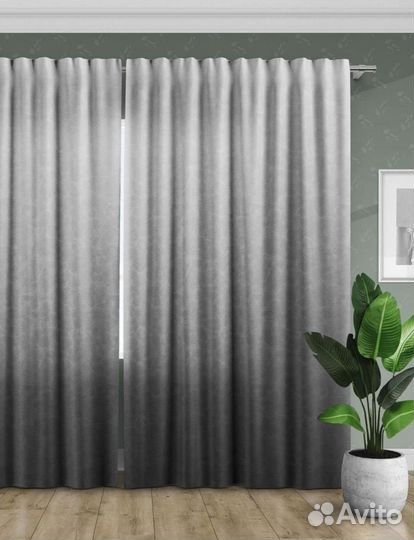 Комплект штор, плотные, новые, серые