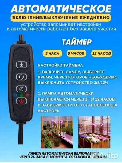Новая фитолампа для растений, с таймером