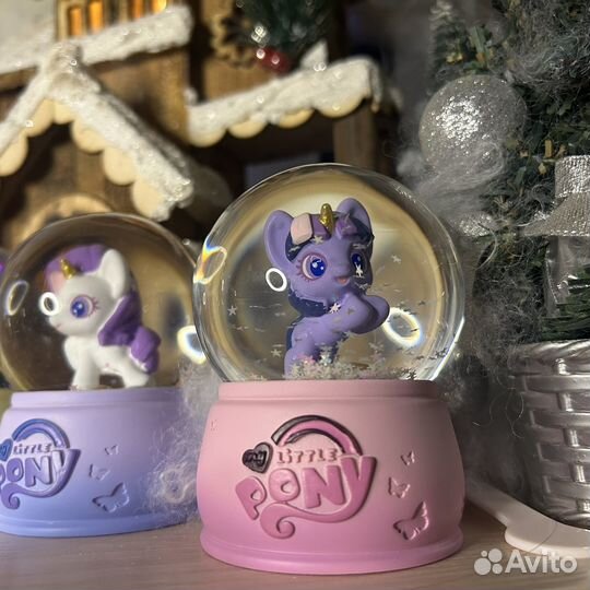 Новогодние шары с снегом my little pony