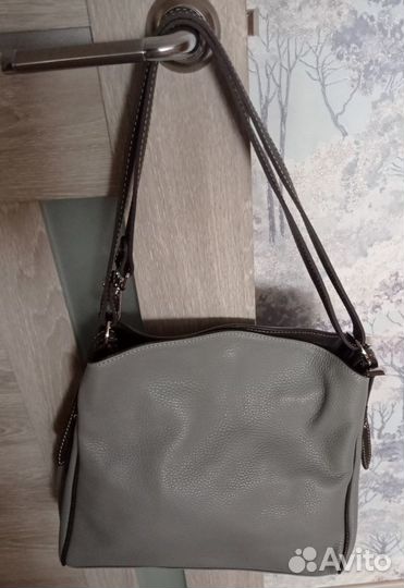 Сумка женская натуральная кожа серая