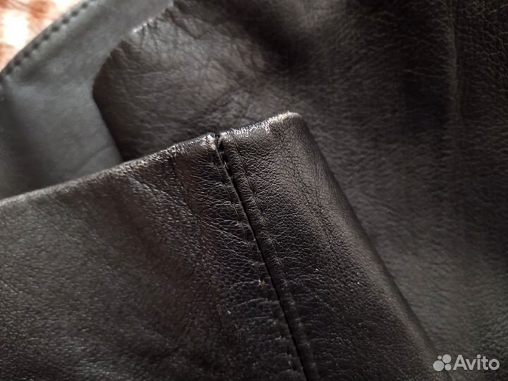 Куртка черная кожаная нат кожа М оверсайз винтаж