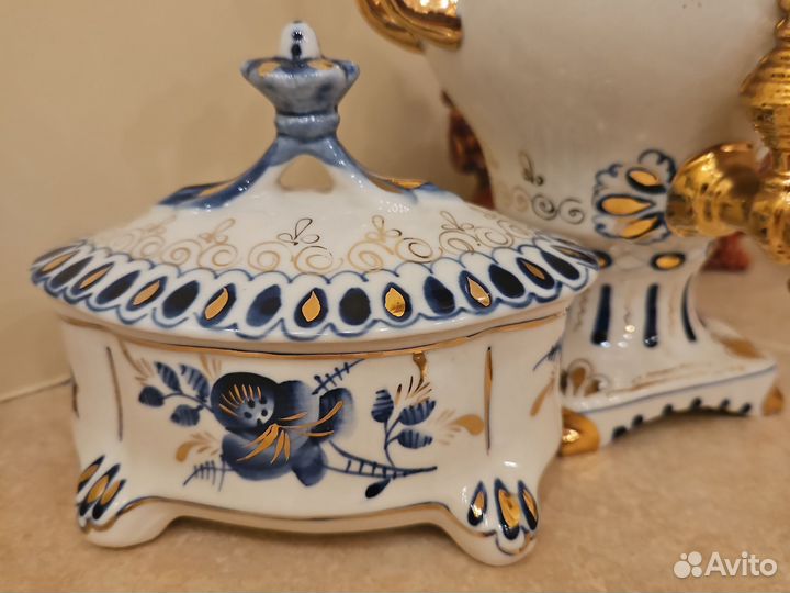 Самовар, сахарница Гжель СССР
