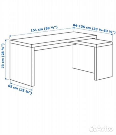 Письменный компьютерный стол IKEA мальм