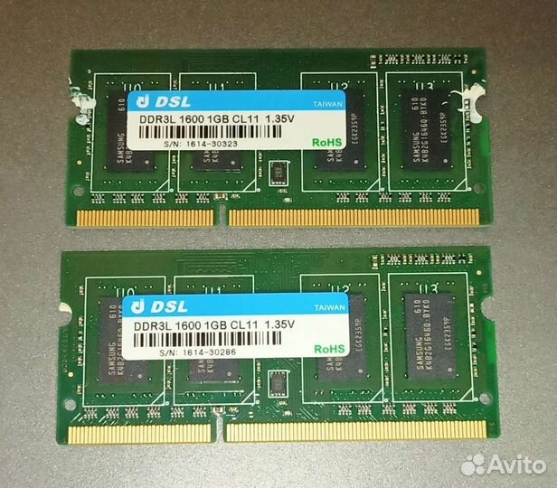 Оперативная память sodimm ddr3l 1GB x 2