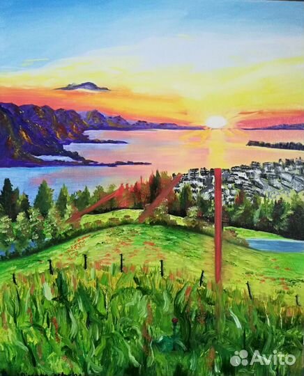 Картина маслом пейзаж морской 