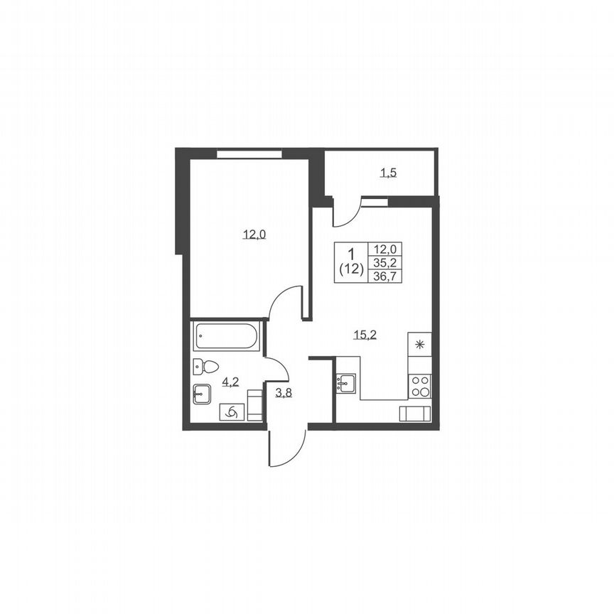 1-к. квартира, 36,7 м², 7/8 эт.