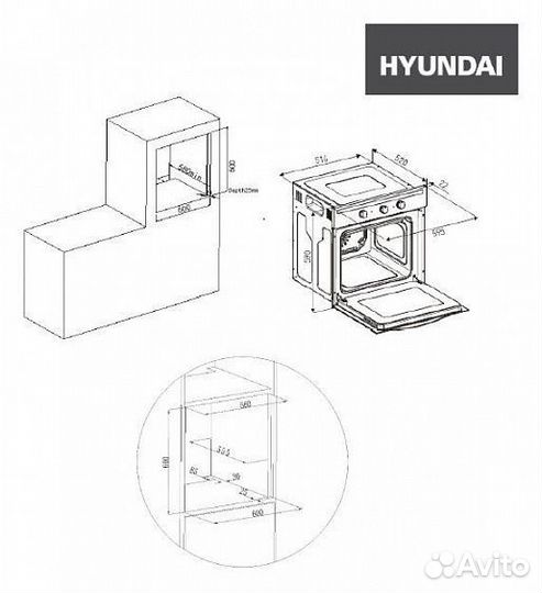 Духовой шкаф hyundai HEO 6636 BE