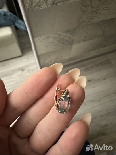 Серьга серебрянная 925 с позолотом