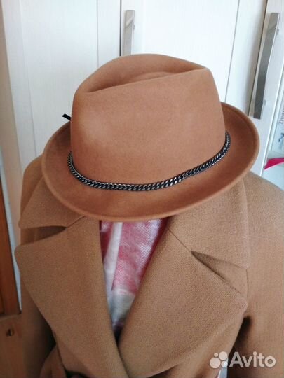 Шляпа федора бежевая новая
