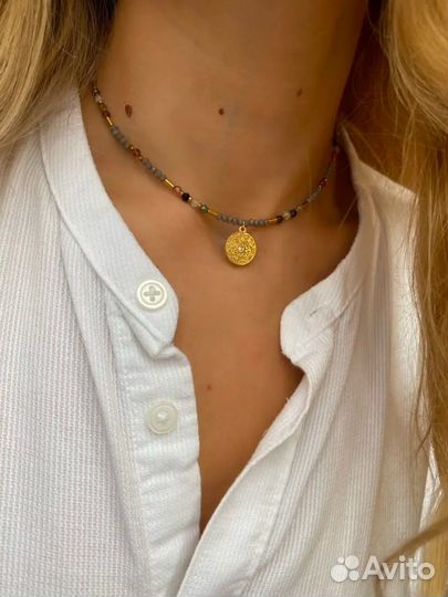 Чокер из хрусталя и турмалина