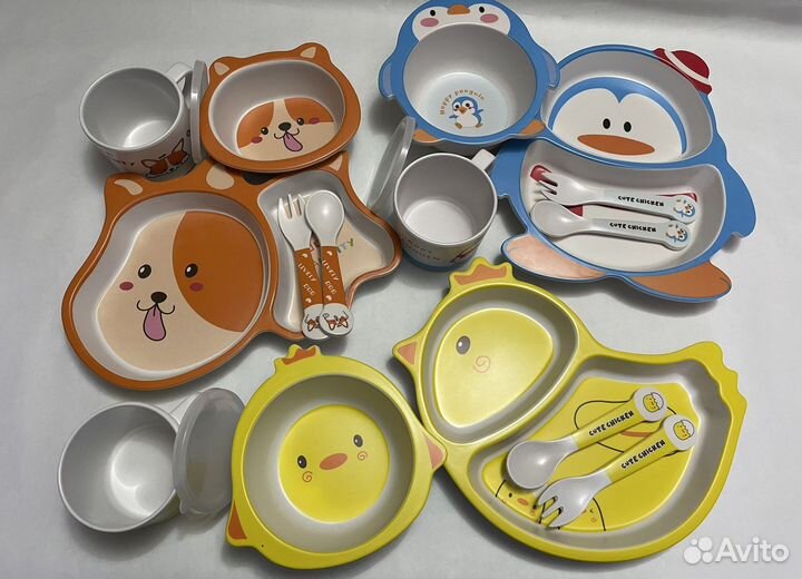 Набор детской бамбуковой посуды 6 предметов