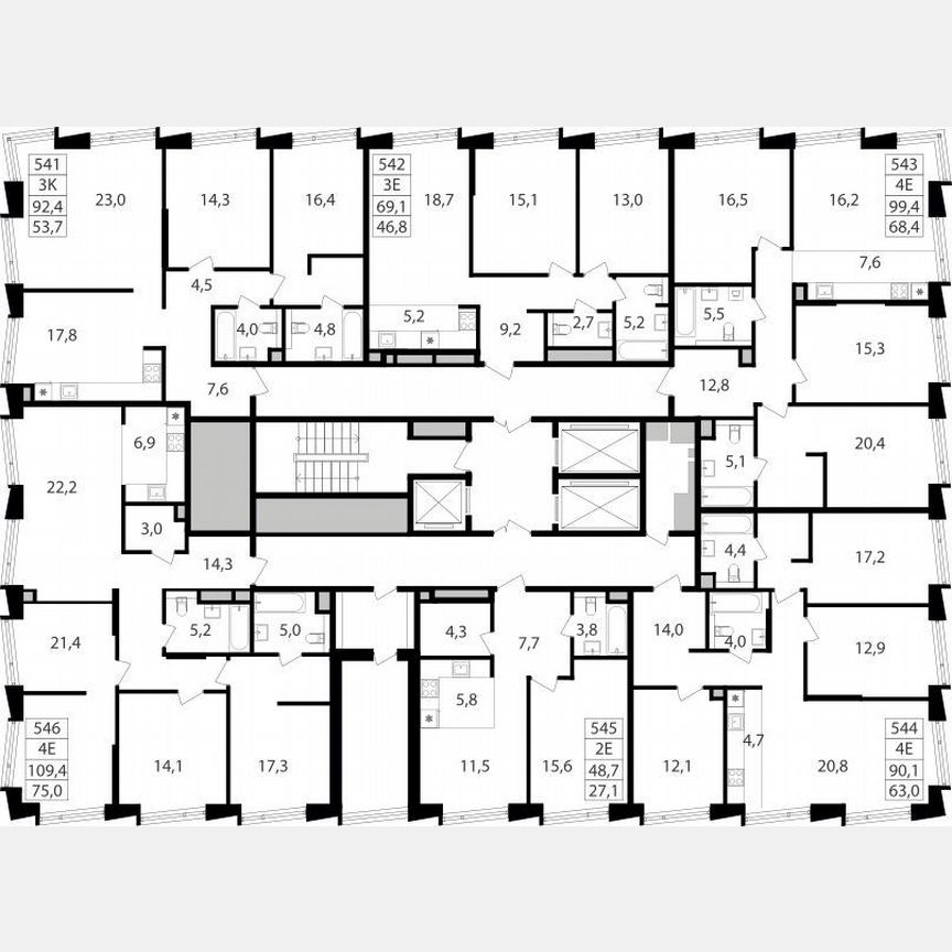 2-к. квартира, 69,1 м², 19/25 эт.
