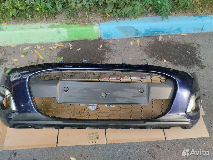 Бампер передний лада калина 2 хэтчбек синий