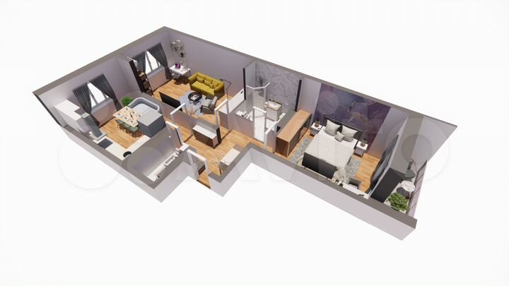 2-к. квартира, 69,1 м², 3/16 эт.