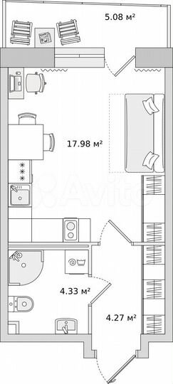 Квартира-студия, 26,7 м², 23/23 эт.