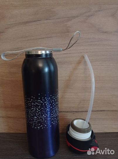 Термокружка новая голубая